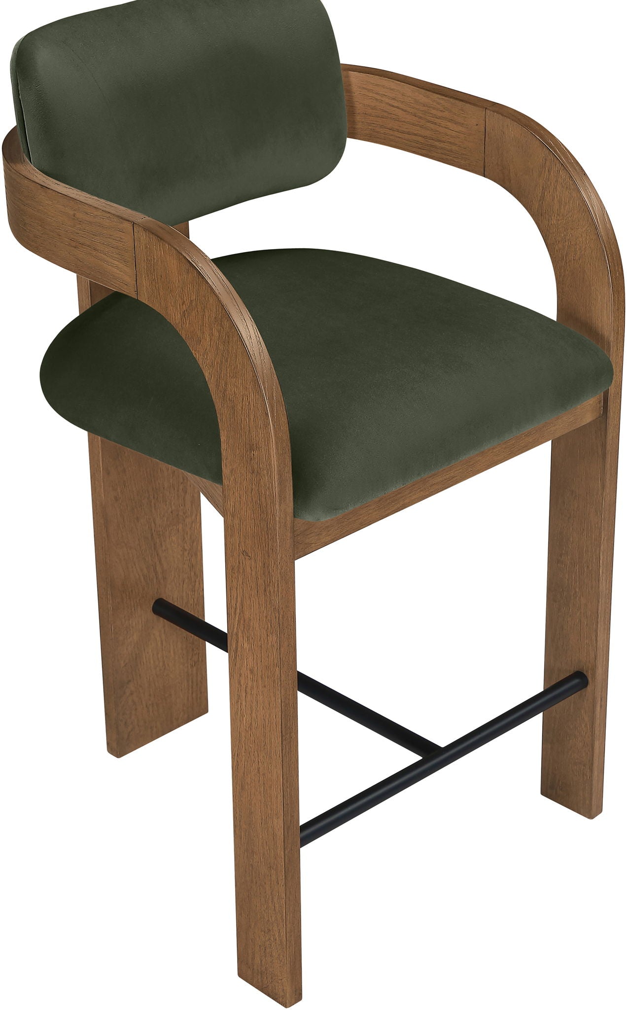 Cedra - Velvet Performance Fabric Upholstered Counter Stool - Brown Frame
