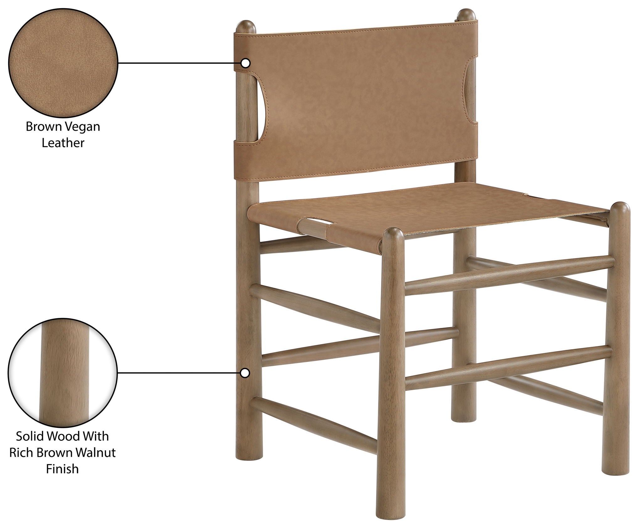 Santos - Vegan Leather Upholstered Dining Chair With Stained Brown Base (Set of 2)