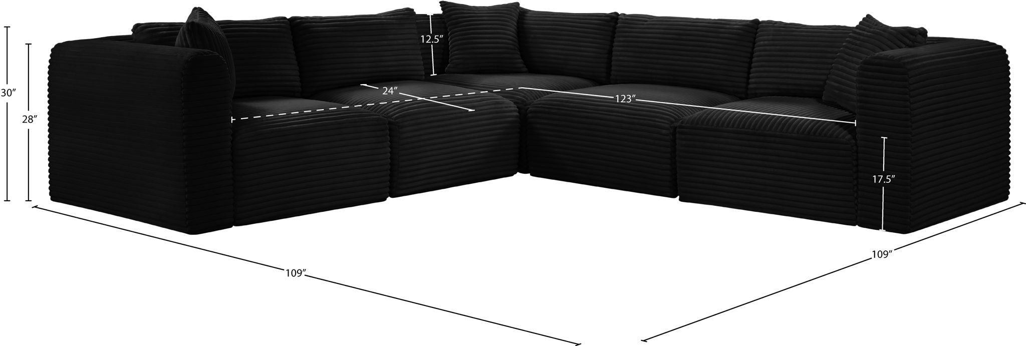 Shaggy - 5 Piece Modular Corner Sectional