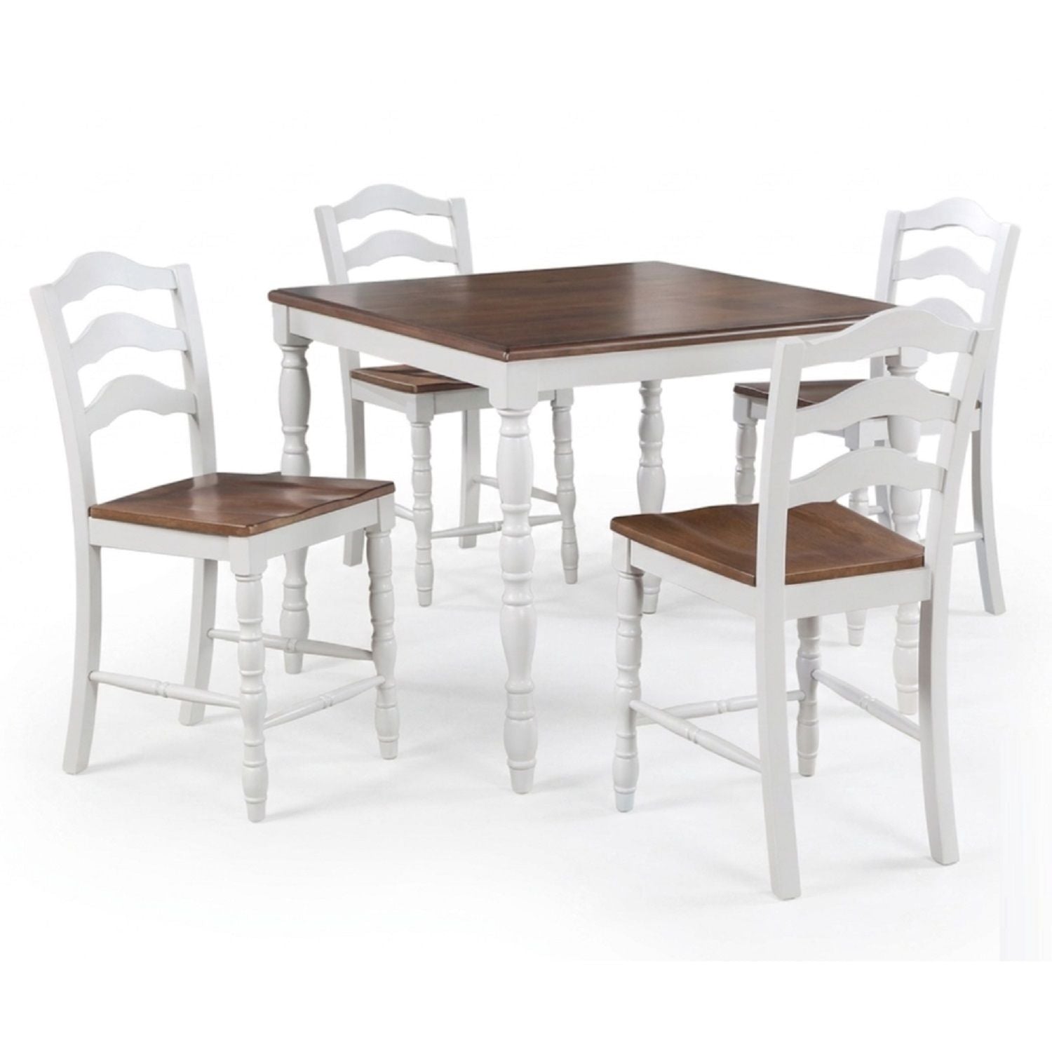 5 Piece Counter Height Dining Set With Table 4 Chairs - Oak / White