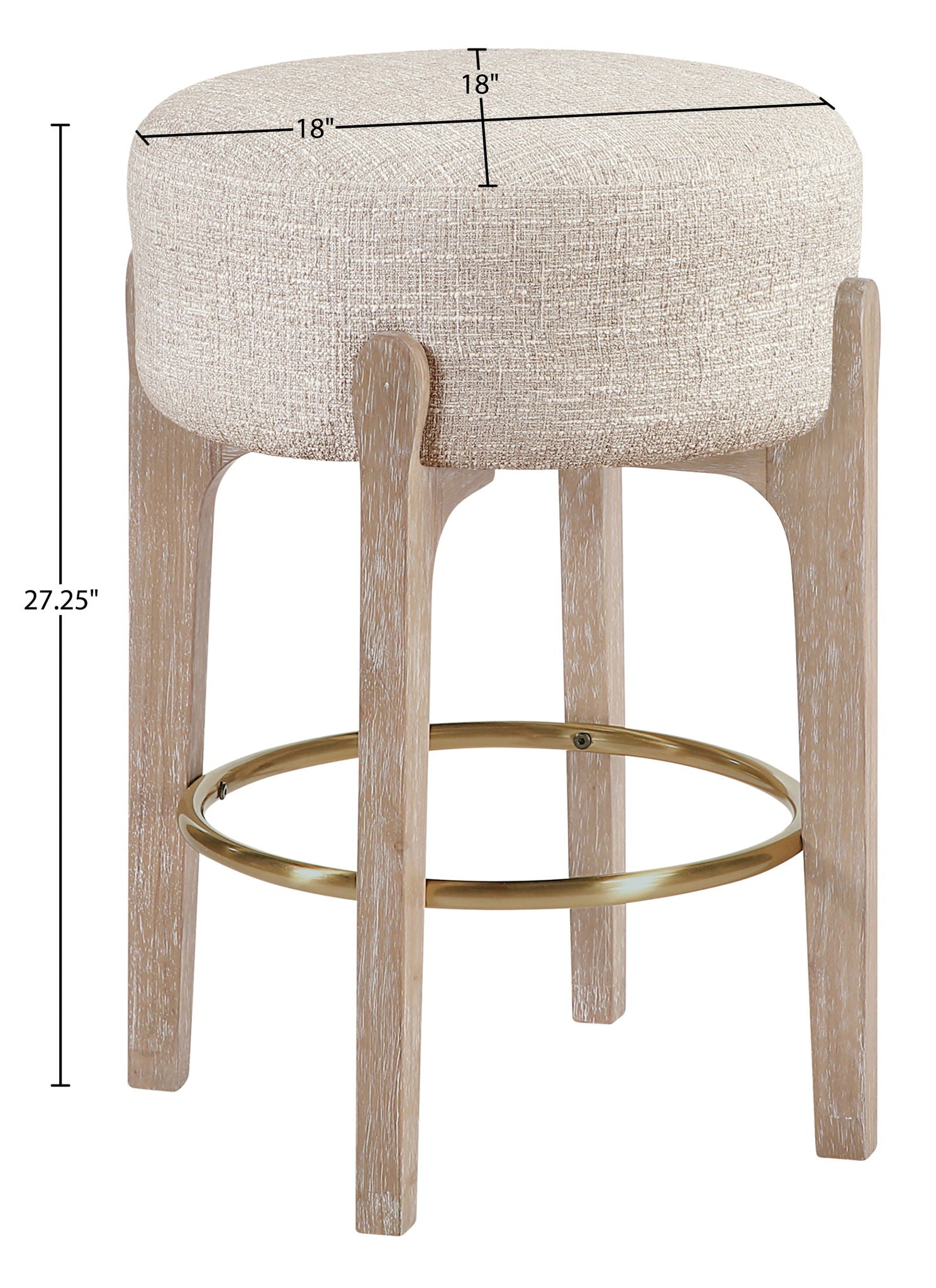 Torino - Backless Counter Stool With Brushed Natural Base (Set of 2)