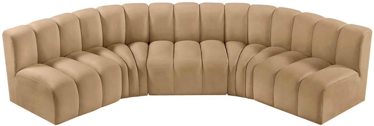 Arc - Velvet 5 Piece U-Shaped Modular Sofa