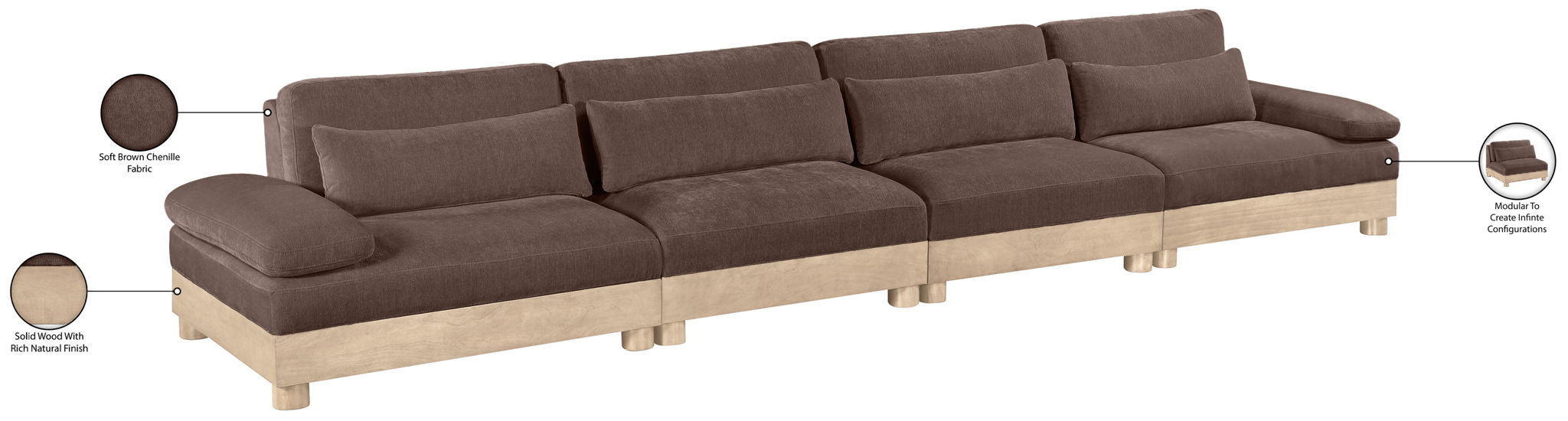 Turin - Chenille Fabric Upholstered Modular Sectional - Brown
