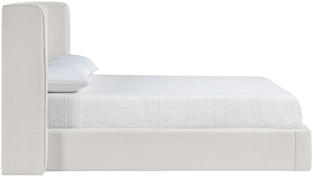 Kendall - Linen Textured Fabric Upholstered Bed - Cream