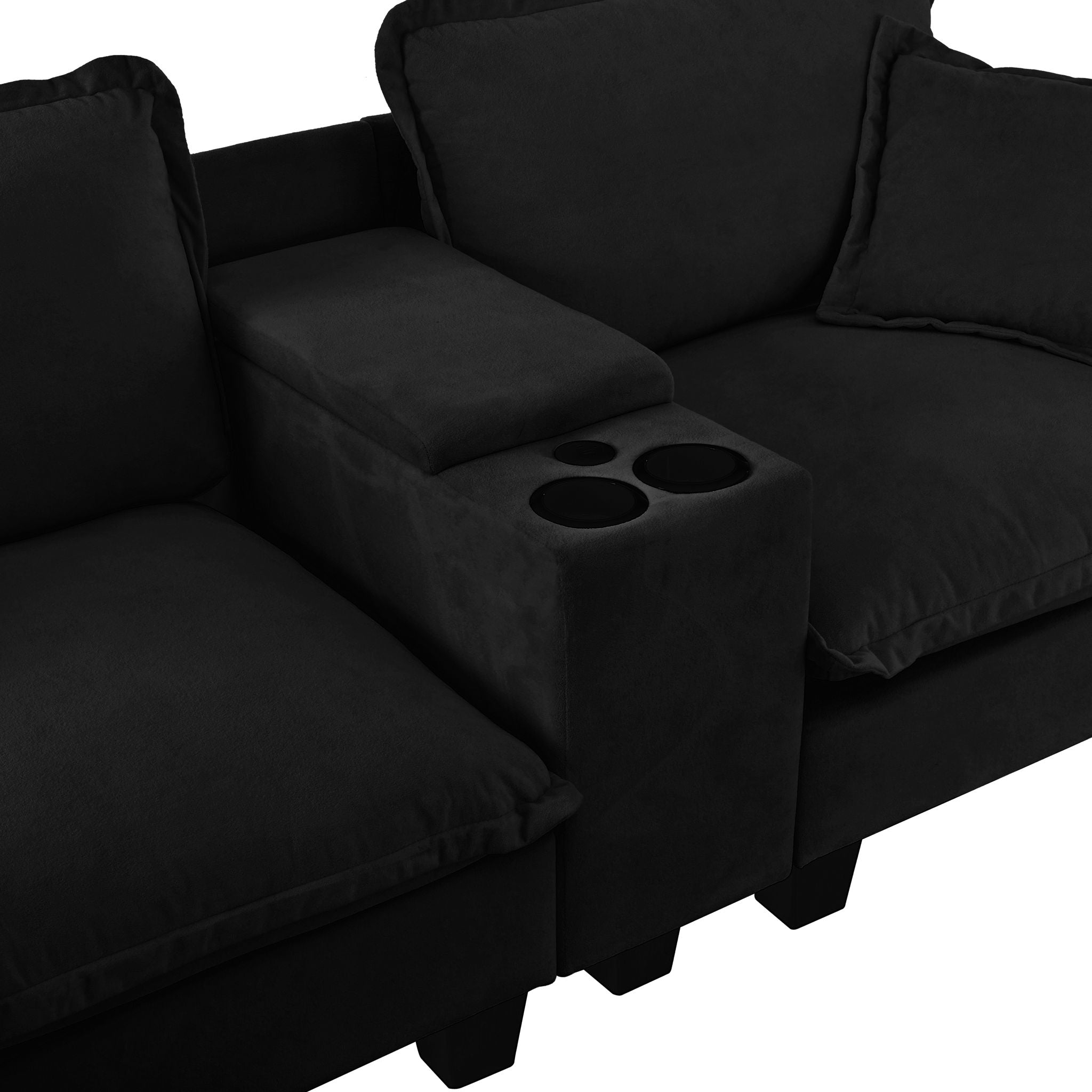 Modular Cloud Couch Sofa With Cup Holders & Storage, USB Port