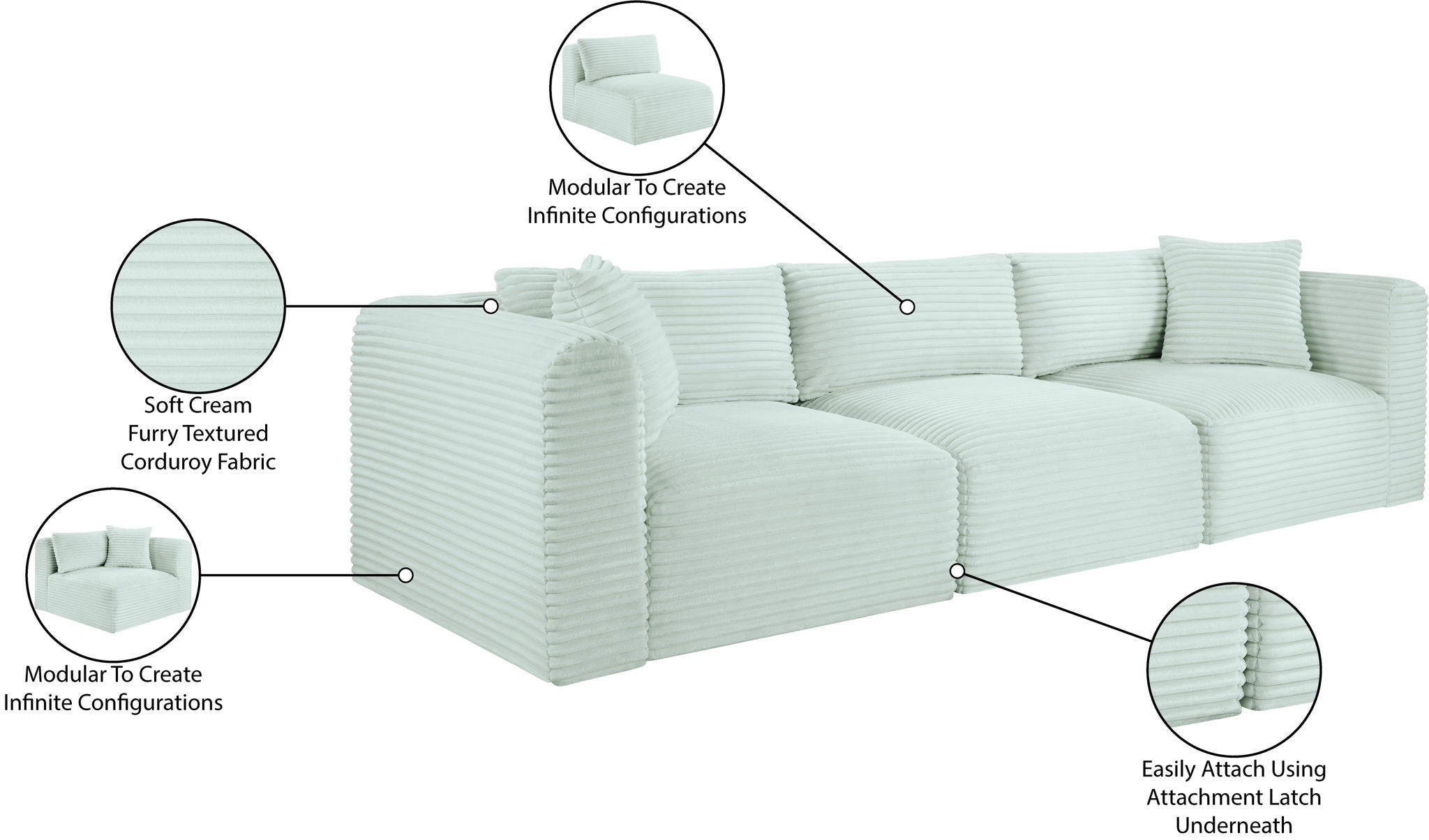 Shaggy - 3 Seat Modular Sofa