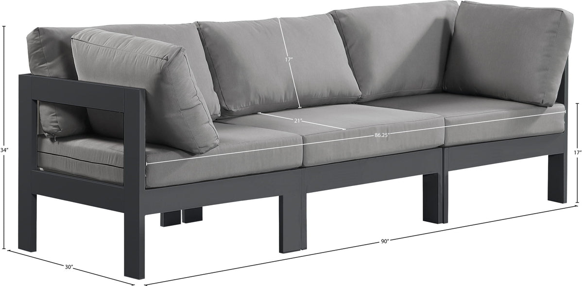 Nizuc - Outdoor Patio 3 Seat Modular Sofa With Gray Frame