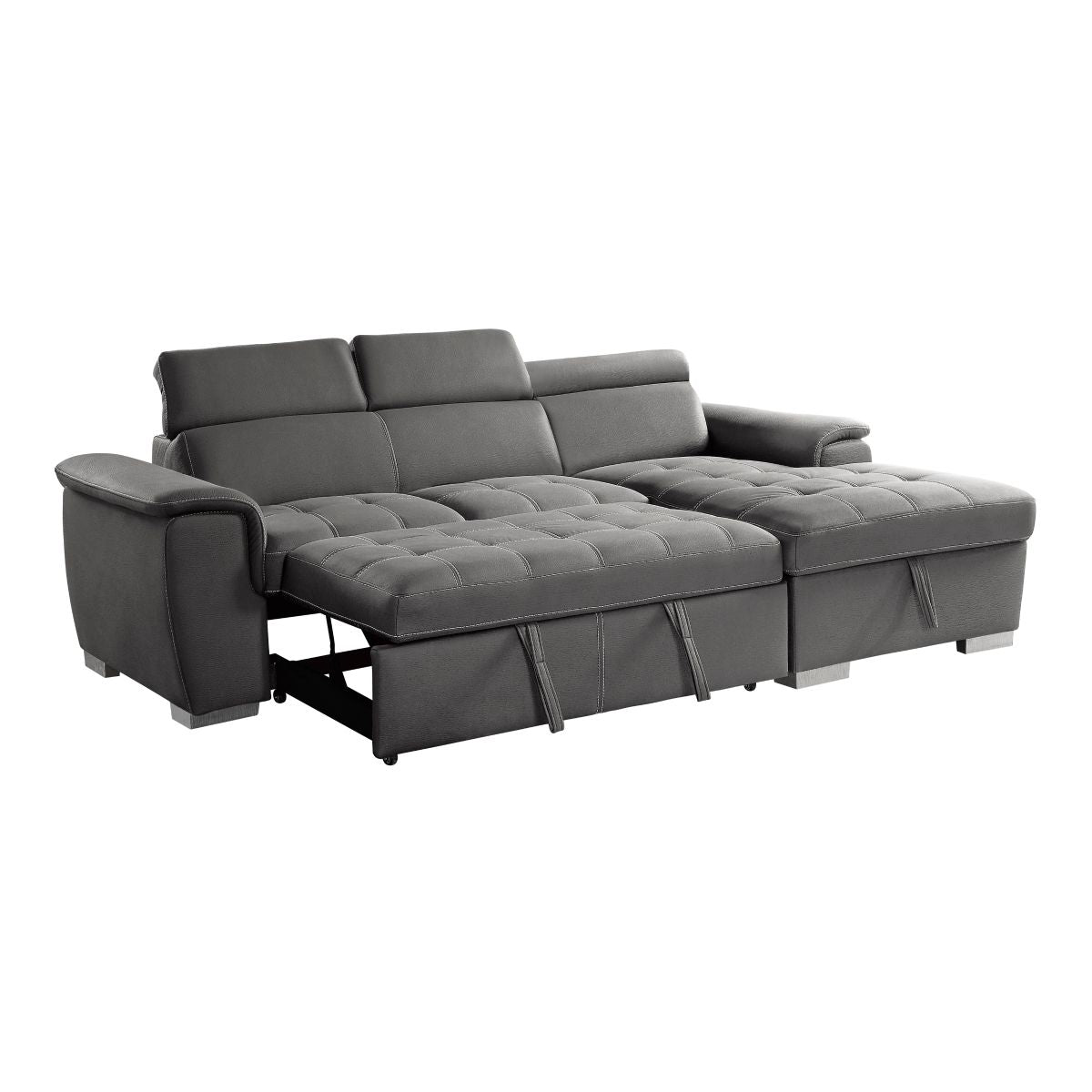 Ferriday - 2 Piece Sectional With Adjustable Headrests, Pull-Out Bed And Right Chaise With Hidden Storage