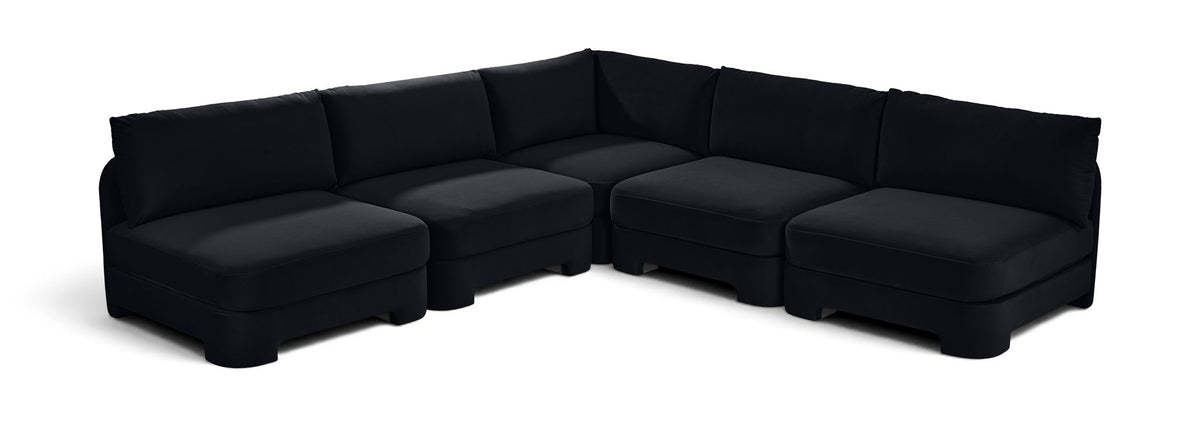 Hammond - Velvet Performance Fabric Upholstered 5 Piece Armless Sectional