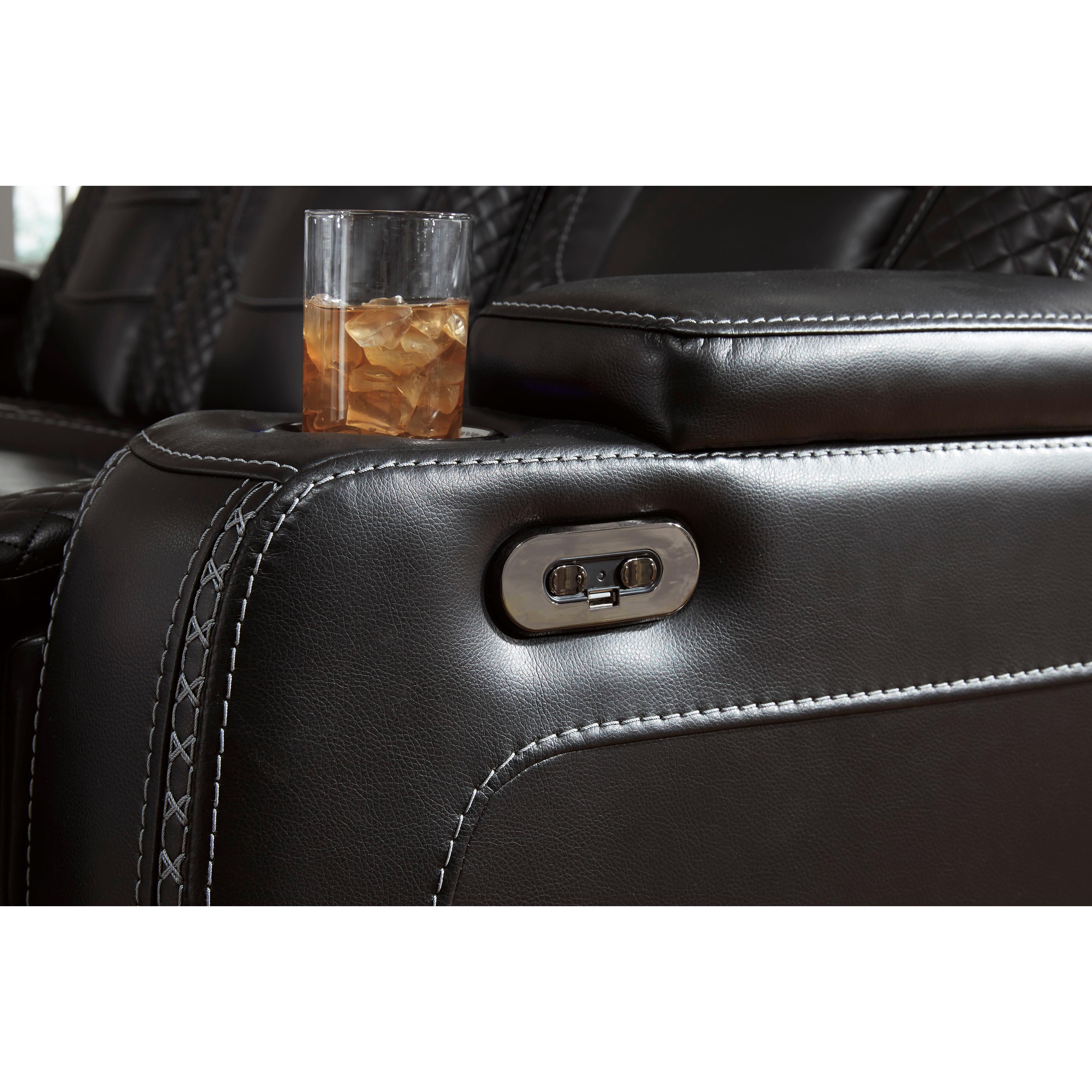 Signature Design by Ashley Party Time Power Reclining Leather Look Sofa 3700315 IMAGE 14