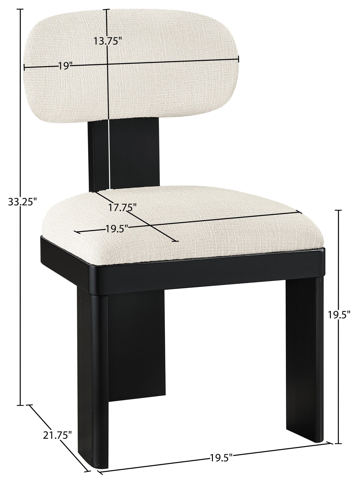 Timbra - Linen Textured Fabric Upholstered Dining Chair (Set of 2) - Black Base