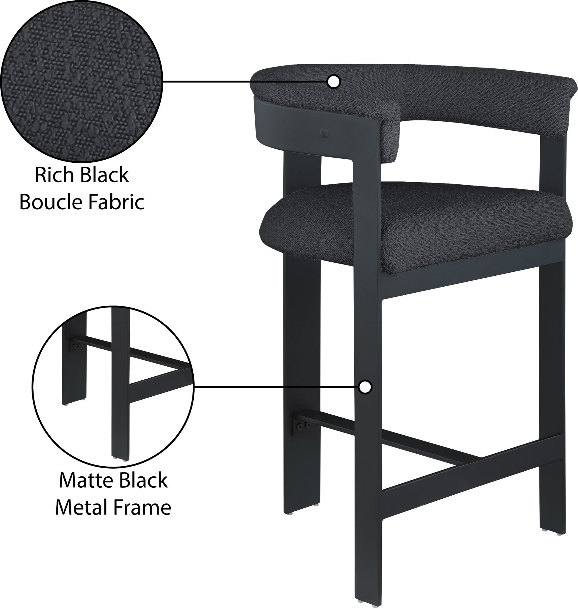 Romeo - Boucle Counter Stool With Black Base (Set of 2)