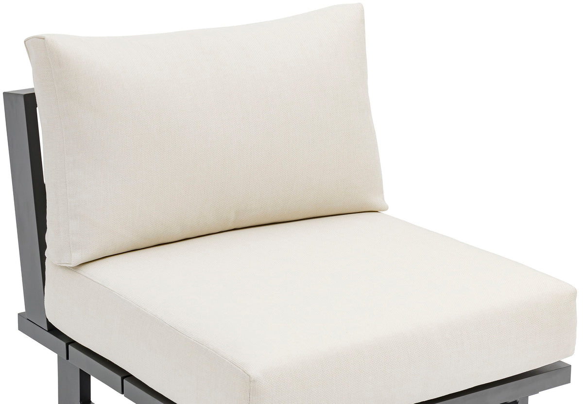 Maldives - Water Resistant Outdoor Patio Armless Chair With Gray Frame - Cream