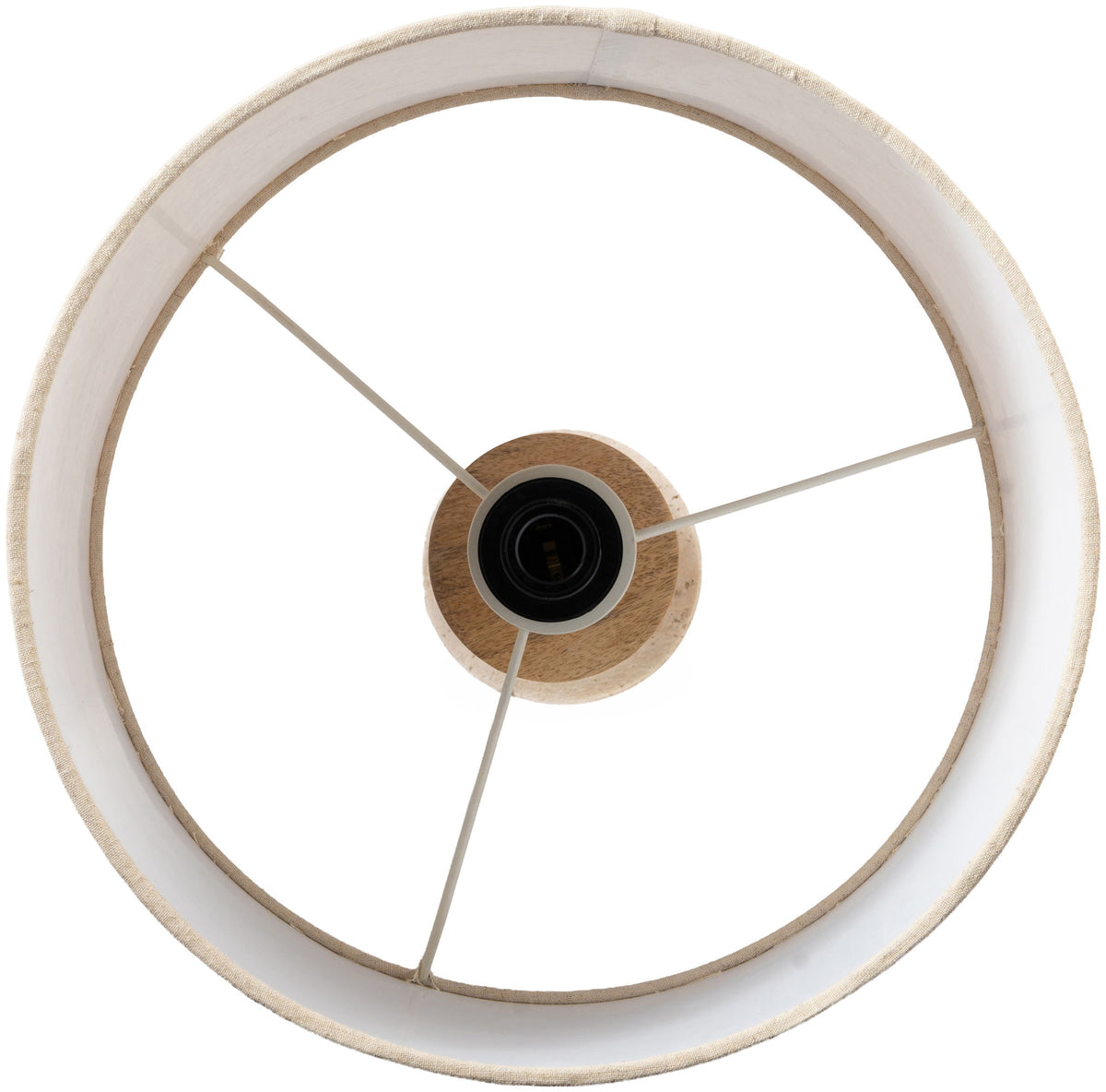 Orenda - Mango Wood Base And Linen Textured Fabric Shade Table Lamp - Travertine / Natural