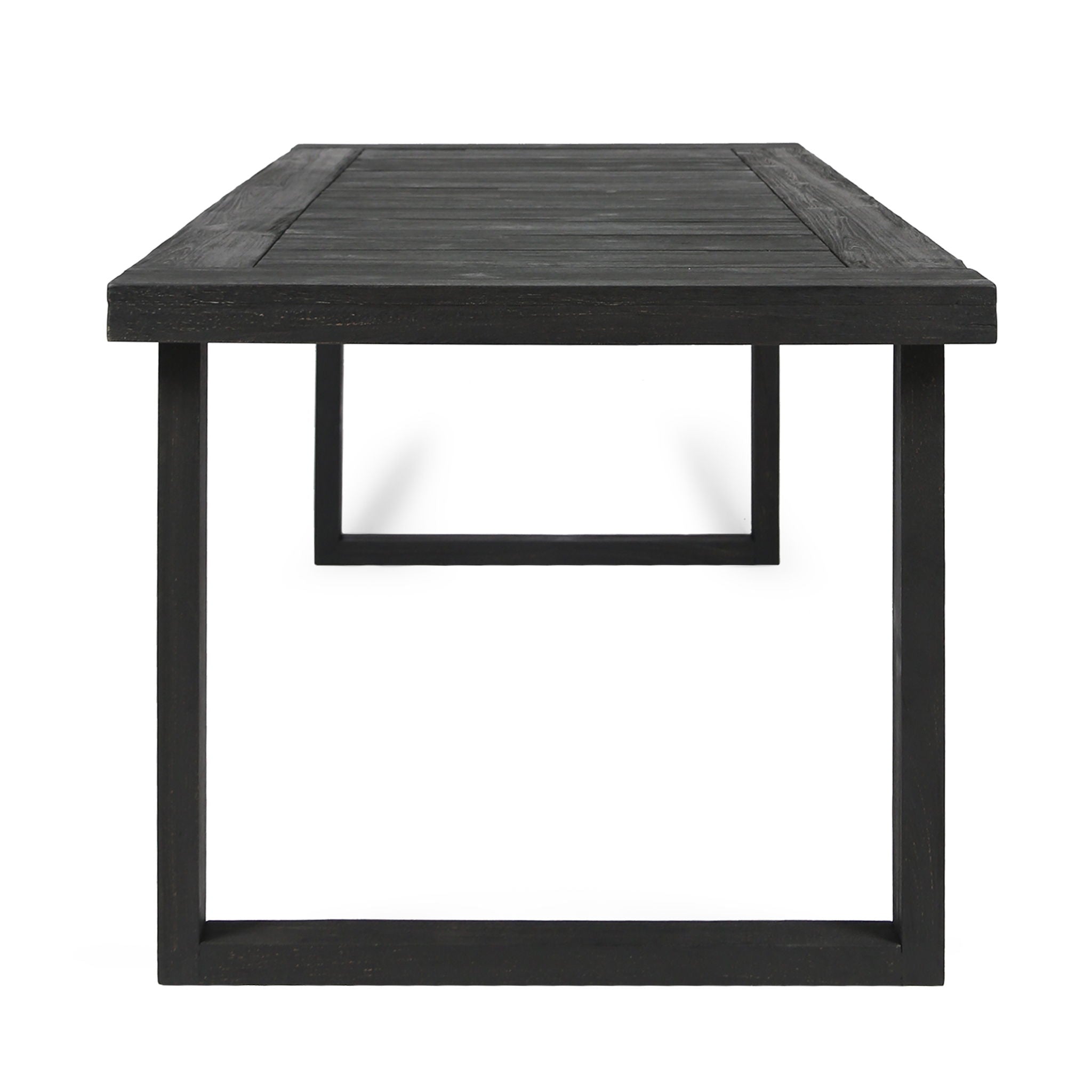 Outdoor 6 Seater Dining Set With Bench - Dark Gray / Light Gray