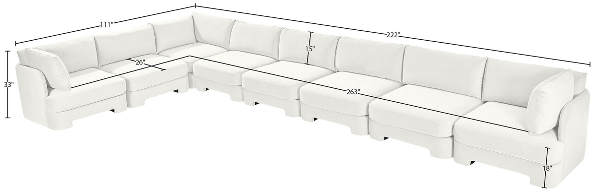 Hammond - Velvet Performance Fabric Upholstered 8 Piece L-Shaped Sectional