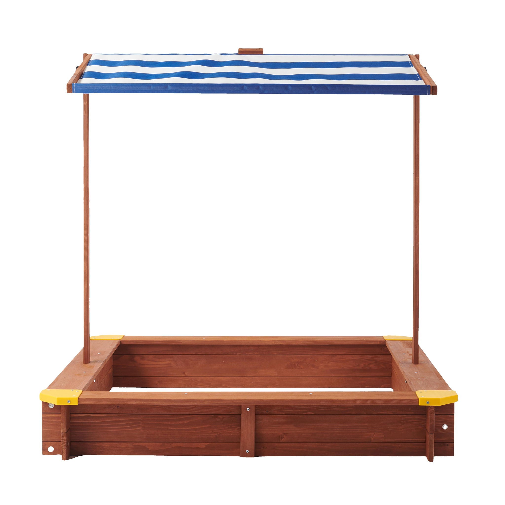 Kids Sandbox With Cover, Sand Box With Adjustable Canopy, Large Outdoor Cedar Sandpit For Backyard Play - Reddish Brown