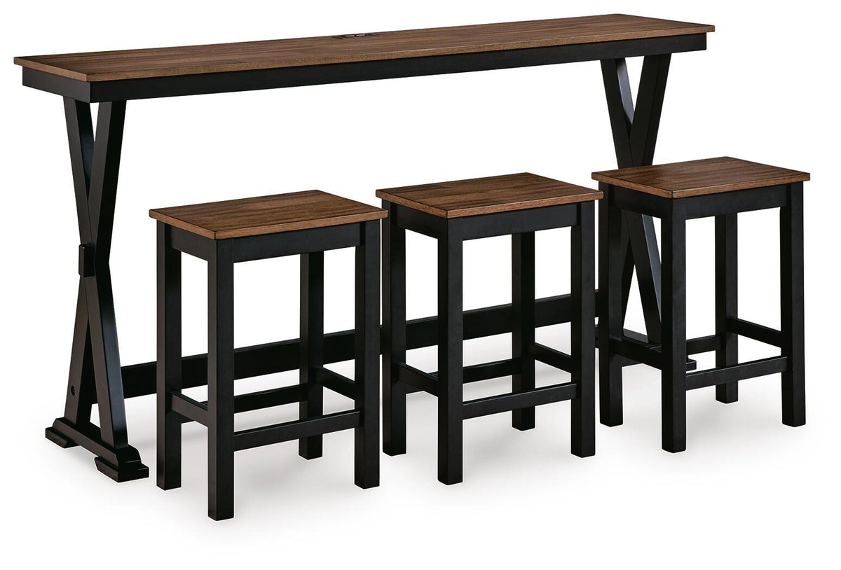 Wildenauer - Rectangular Dining Room Counter Table Set (Set of 4) - Brown / Black