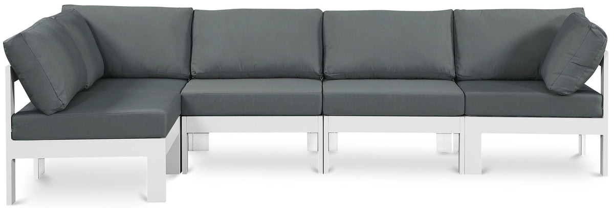 Nizuc - Outdoor Patio 5 Piece Modular Sectional With White Frame