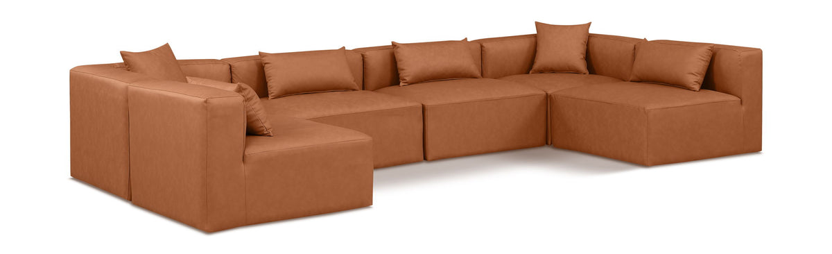 Cube - 6 Piece Modular Armless Sectional - Cognac