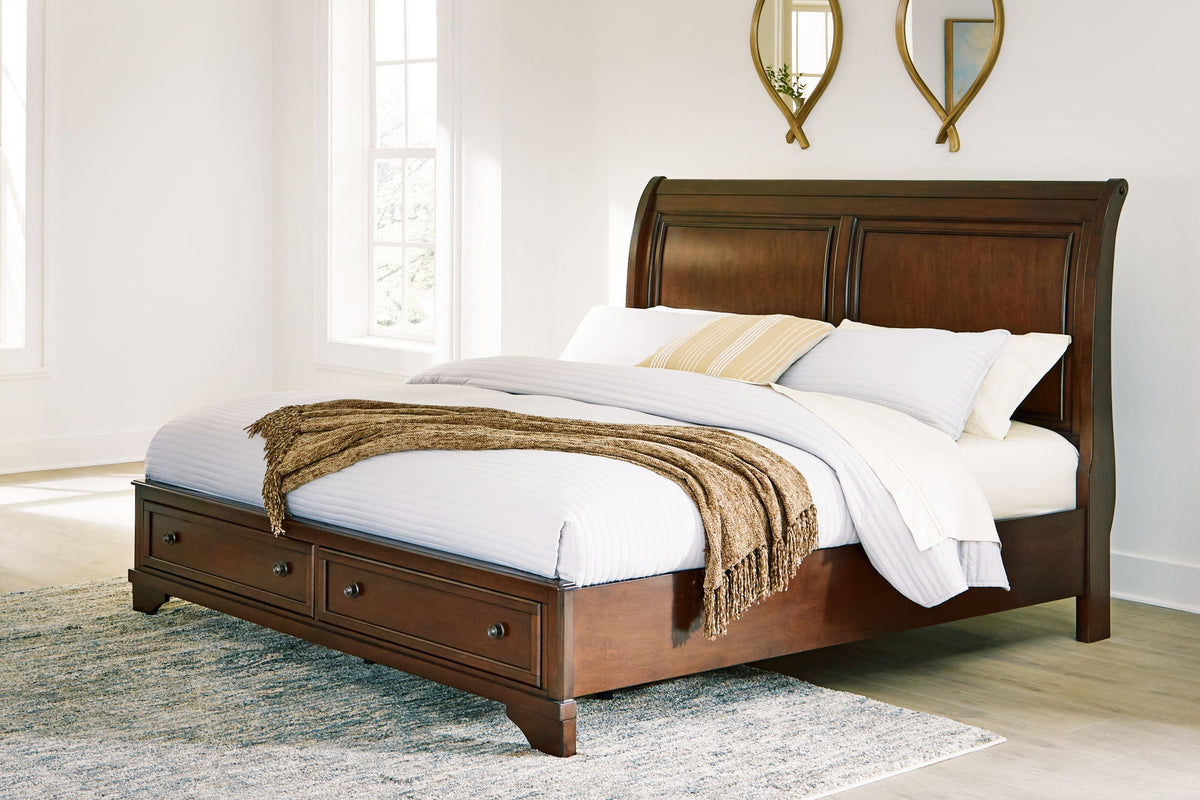 Trellington - King Sleigh Storage Bed - Brown