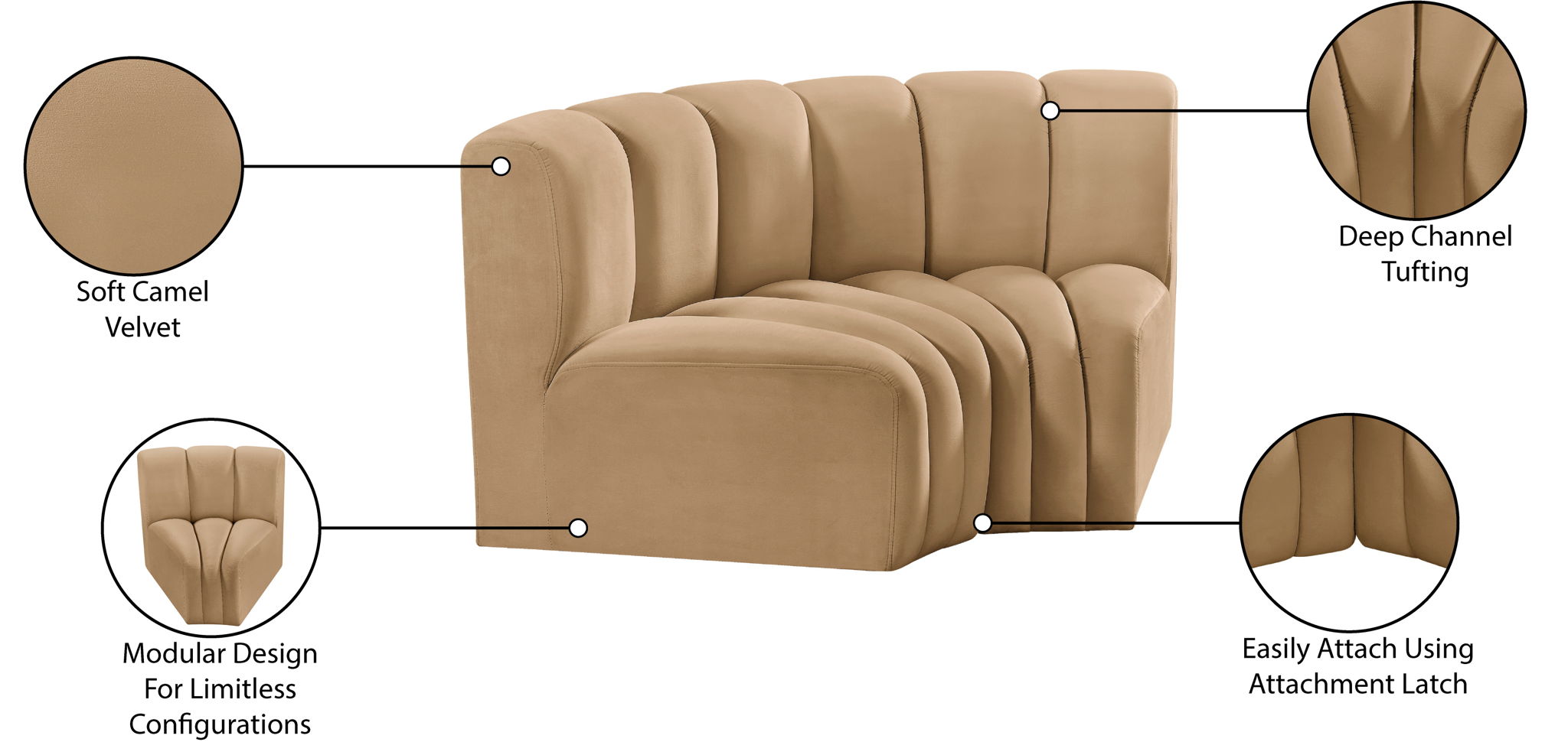 Arc - Velvet 2 Piece Modular Sofa