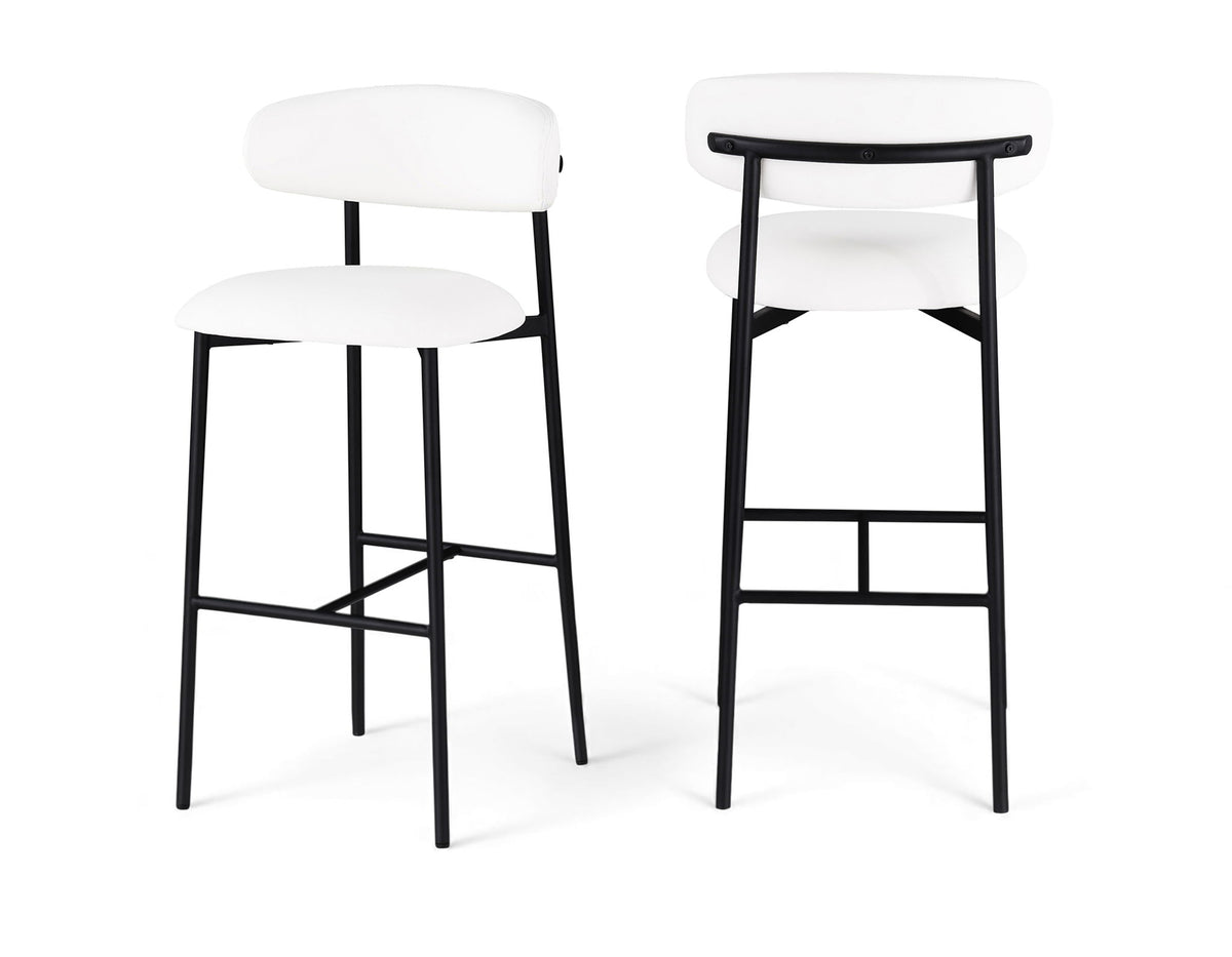 Lupita - Vegan Leather Upholstered Bar Stool With Matte Black Frame (Set of 2)