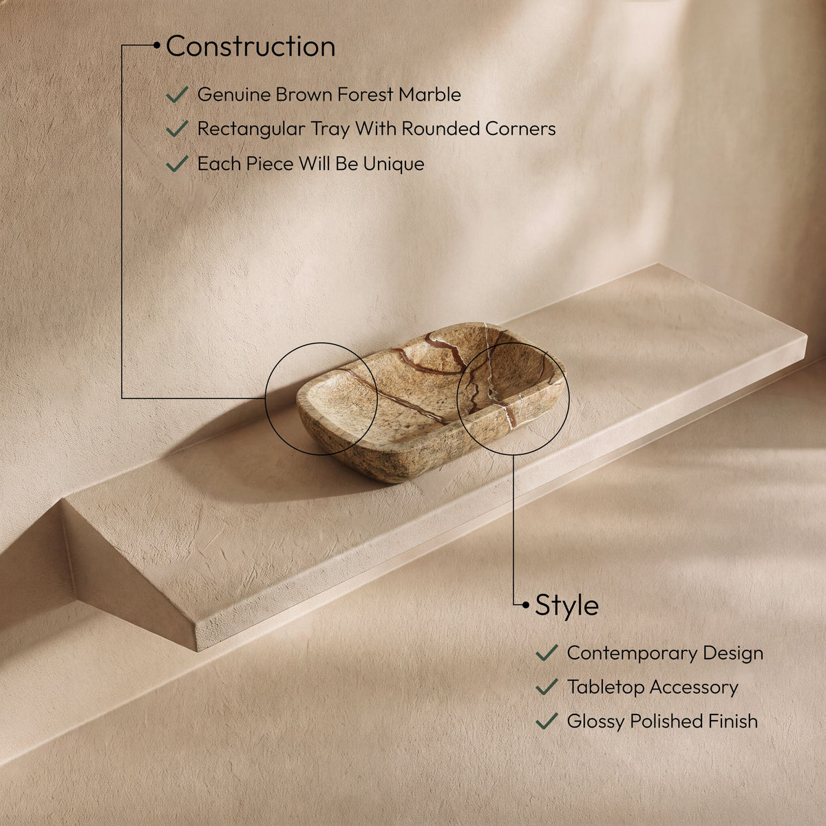 Joel - Genuine Marble Tray