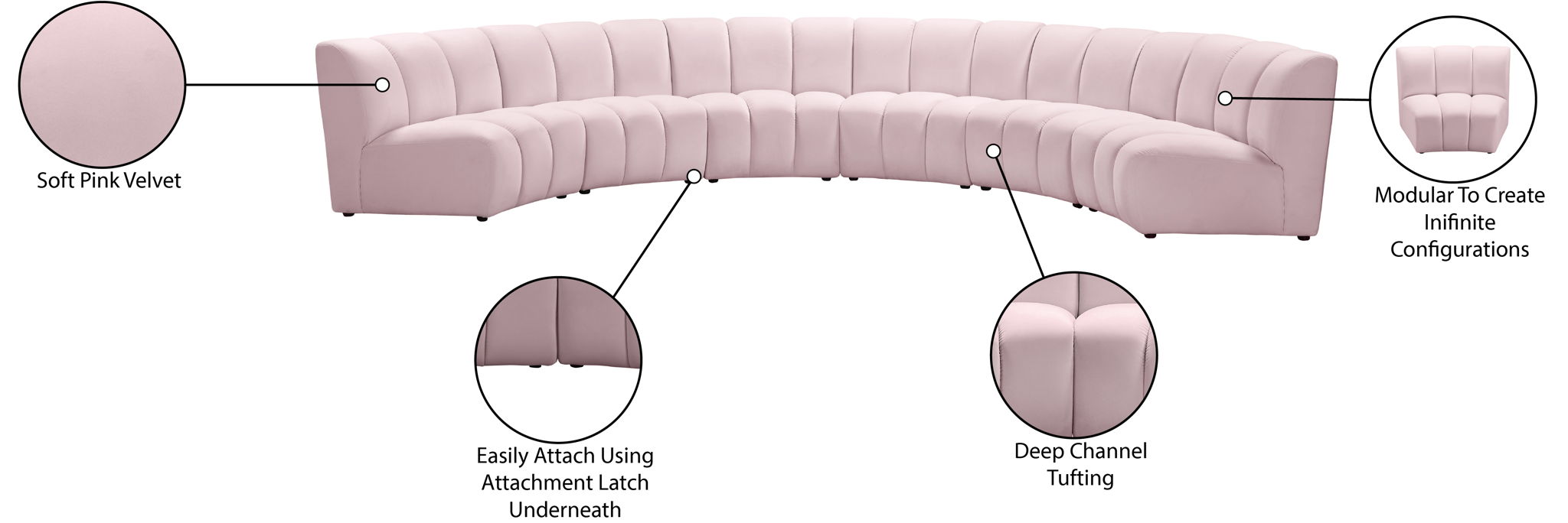 Infinity - 6 Piece Velvet Modular Sectional