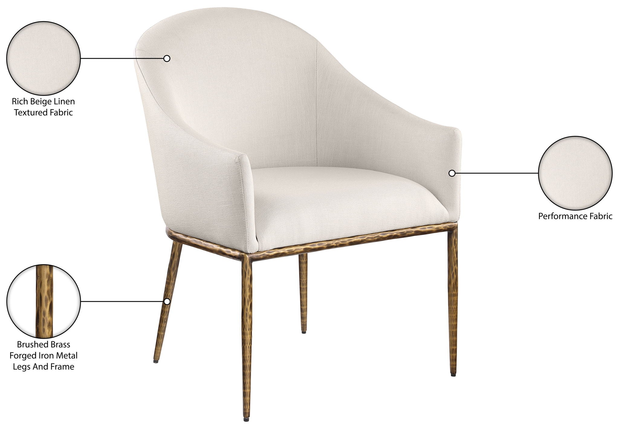 Ferro - Upholstered Dining Arm Chair With Brushed Gold Legs