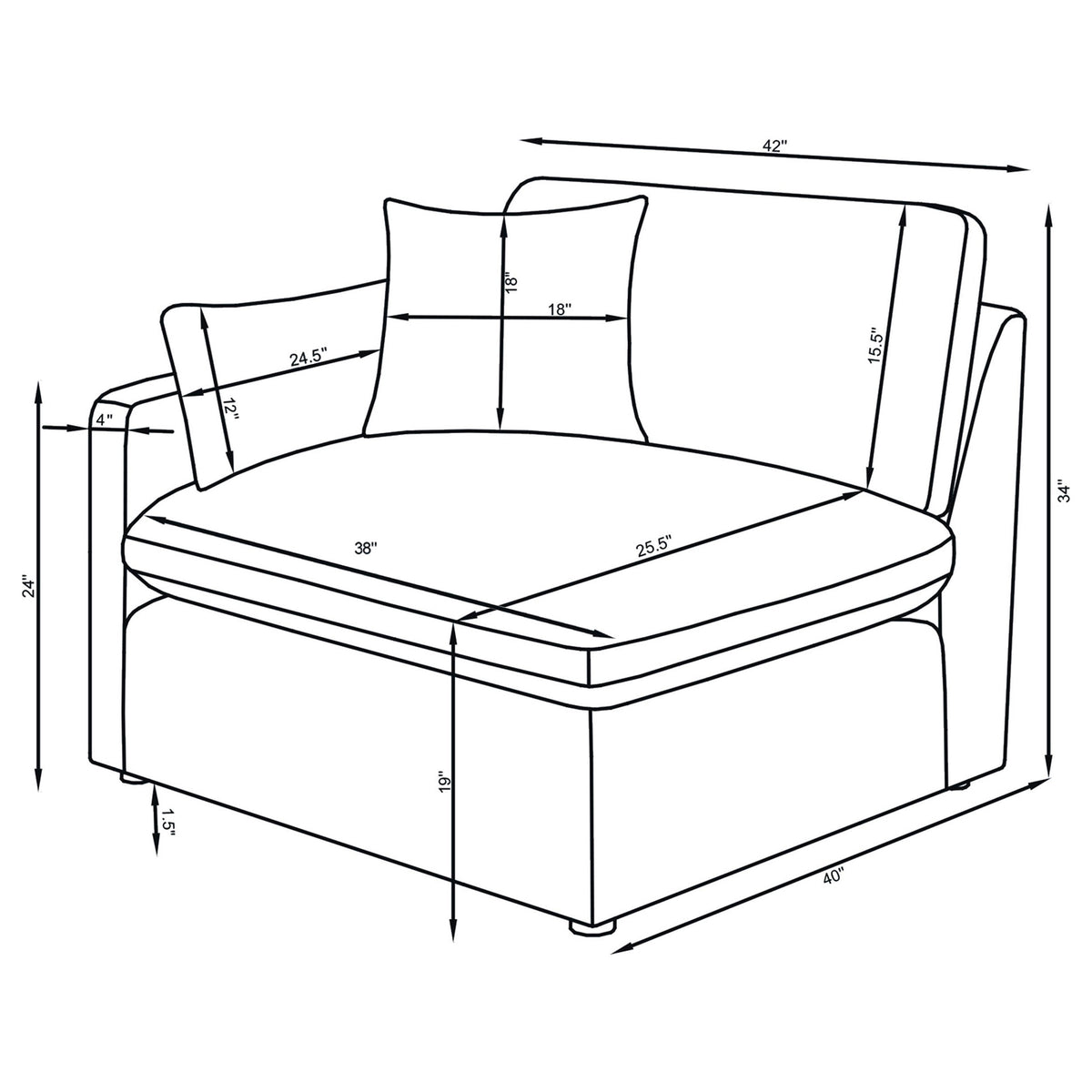 Hobson 4-piece Upholstered Modular Sectional Sofa Charcoal