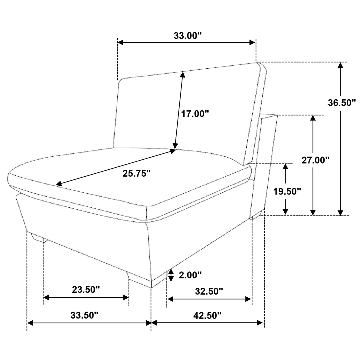 Lakeview Upholstered Armless Chair Ivory