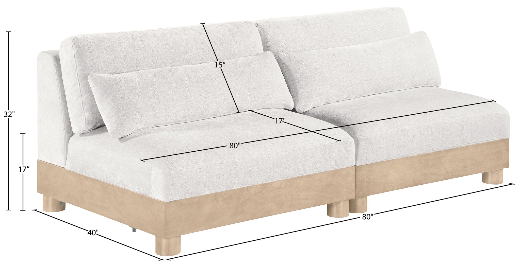 Turin - Chenille Fabric Upholstered Modular Sectional - White