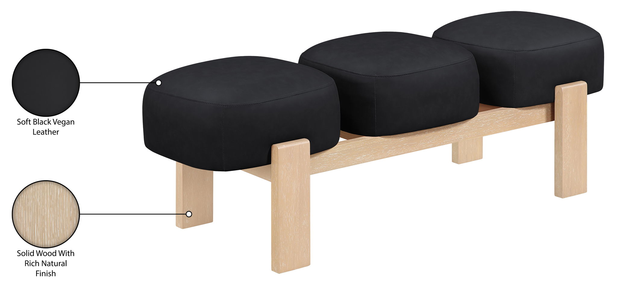 Woodcrest - Vegan Leather Upholstered Bench - Painted Natural Base