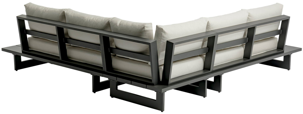 Maldives - Water Resistant Outdoor Patio Sectional With Gray Frame - Cream
