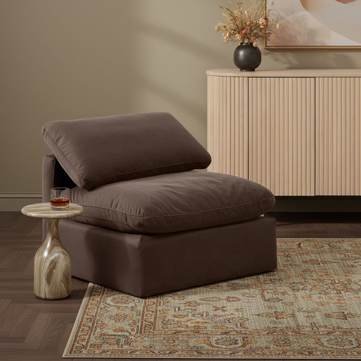 Indulge - Velvet Armless Chair