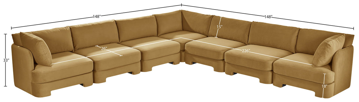 Hammond - Velvet Performance Fabric Upholstered 7 Piece Corner Sectional