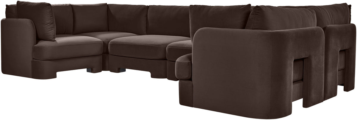 Hammond - Velvet Performance Fabric Upholstered 6 Piece U-Shaped Sectional