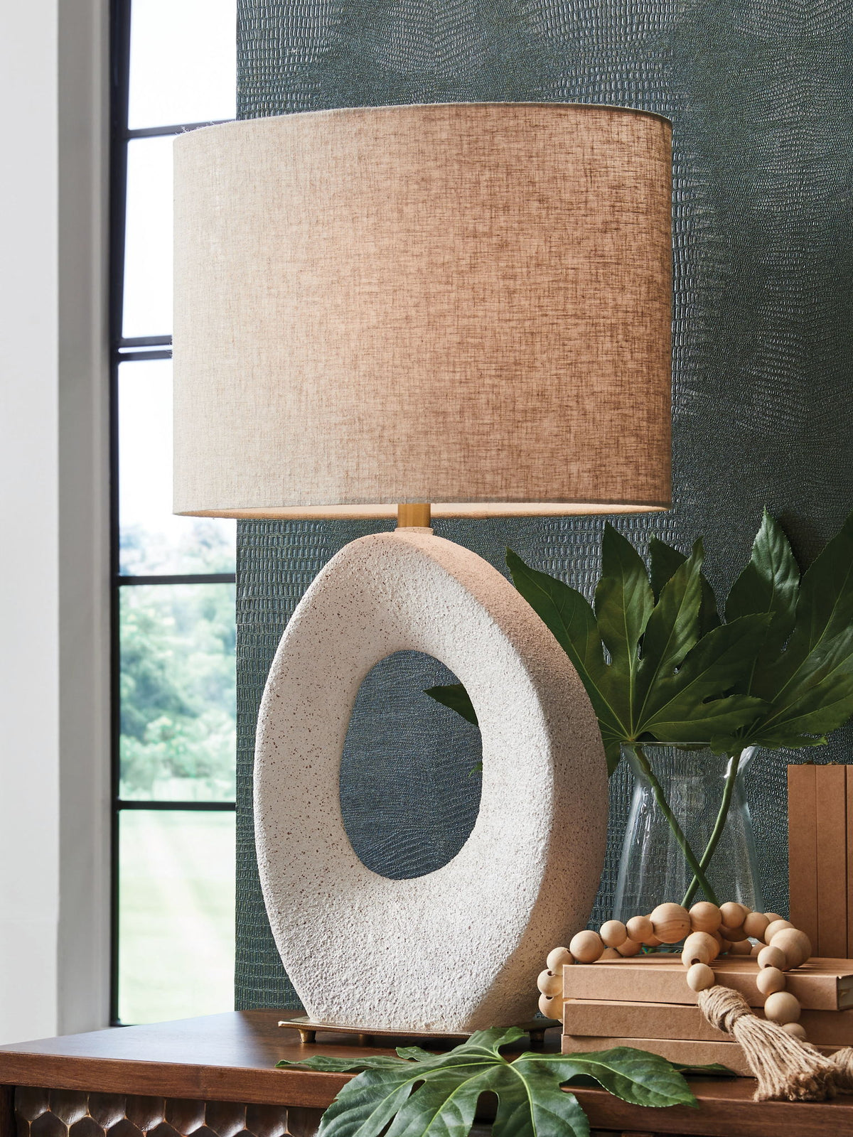 Trentlen - Paper Table Lamp - Cream / Gold Finish