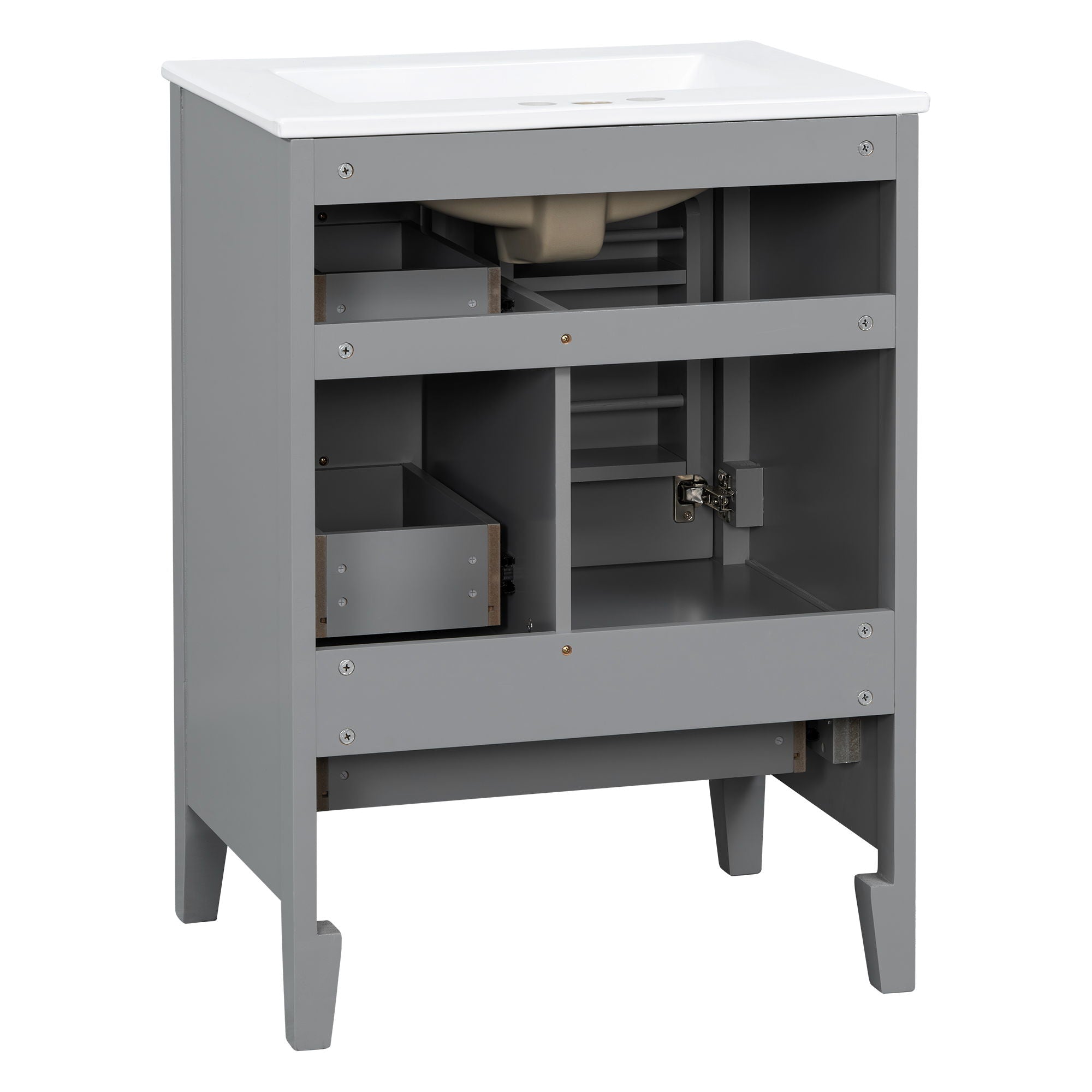 Modern Bathroom Vanity With Sink, Freestanding Cabinet With Drawers And Shelves