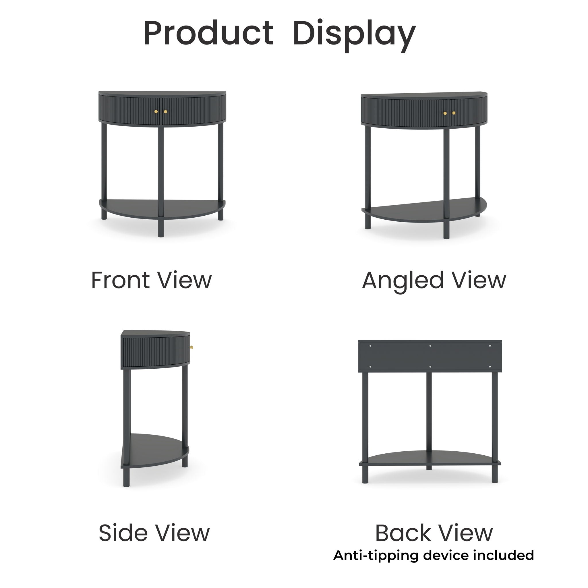 Demi Lune - Console Table With 2 Storage Drawers