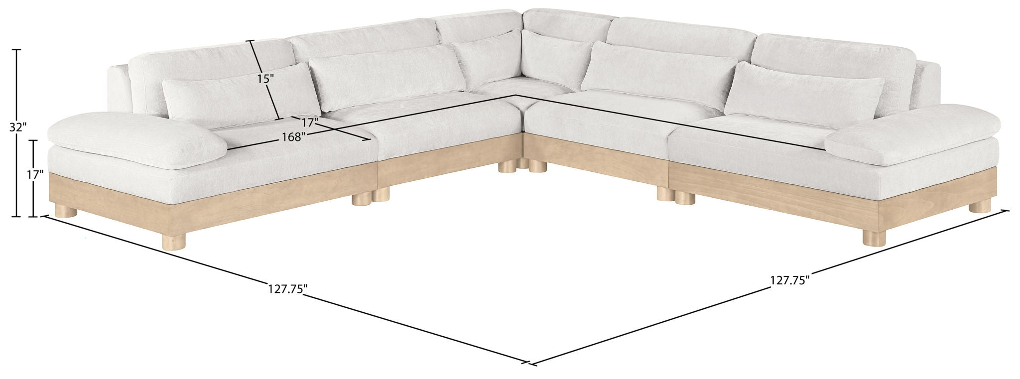 Turin - Chenille Fabric Upholstered Modular Sectional - White