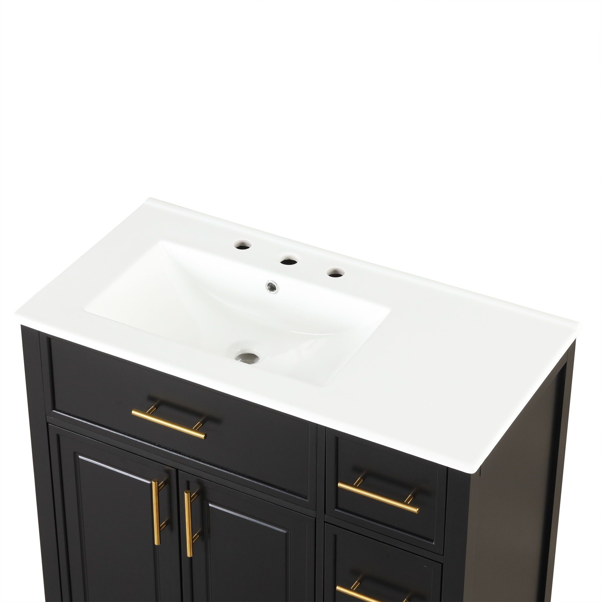 Modern Bathroom Vanity With Sink Top, 2 Doors And 3 Drawers