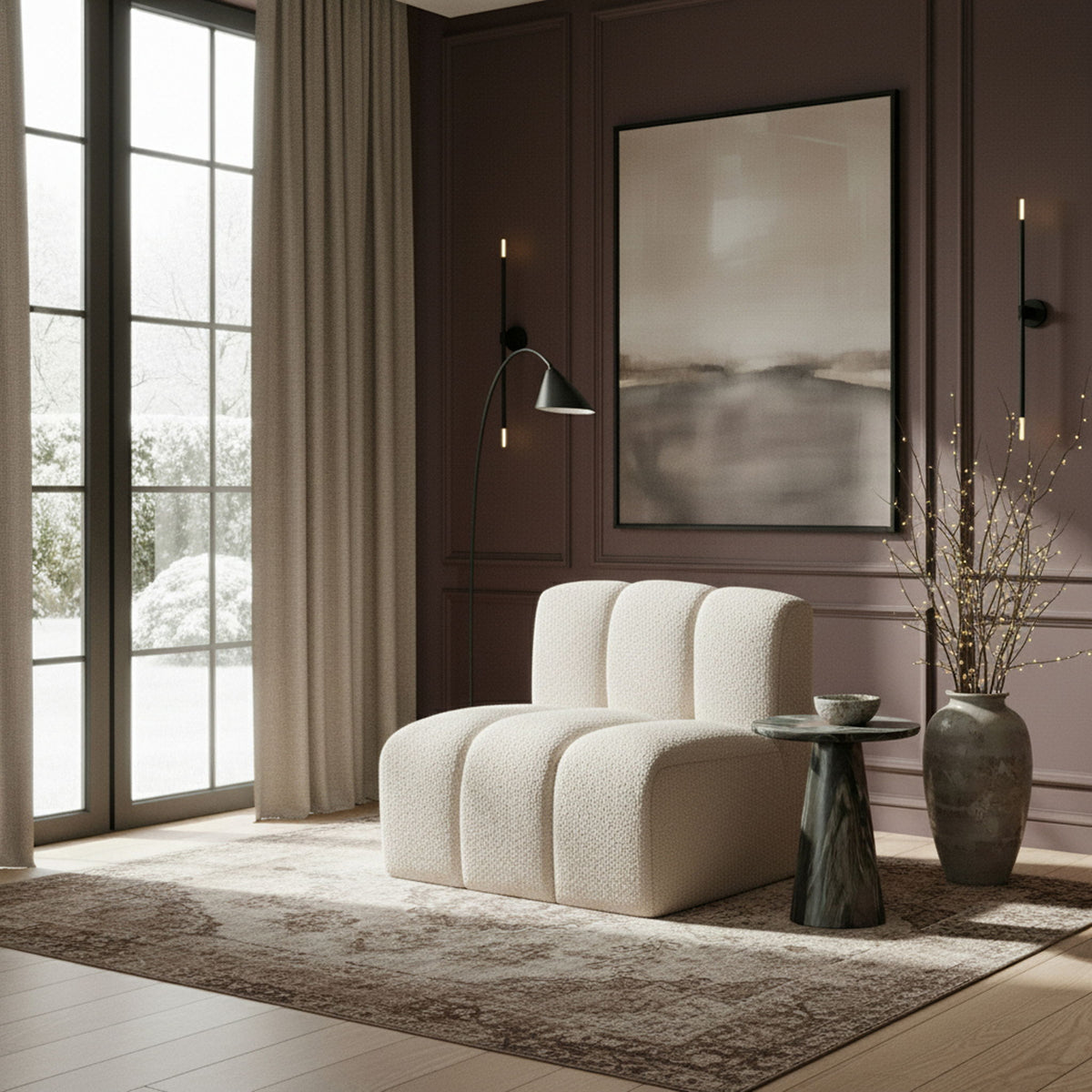 Arc - Boucle Fabric Straight Chair