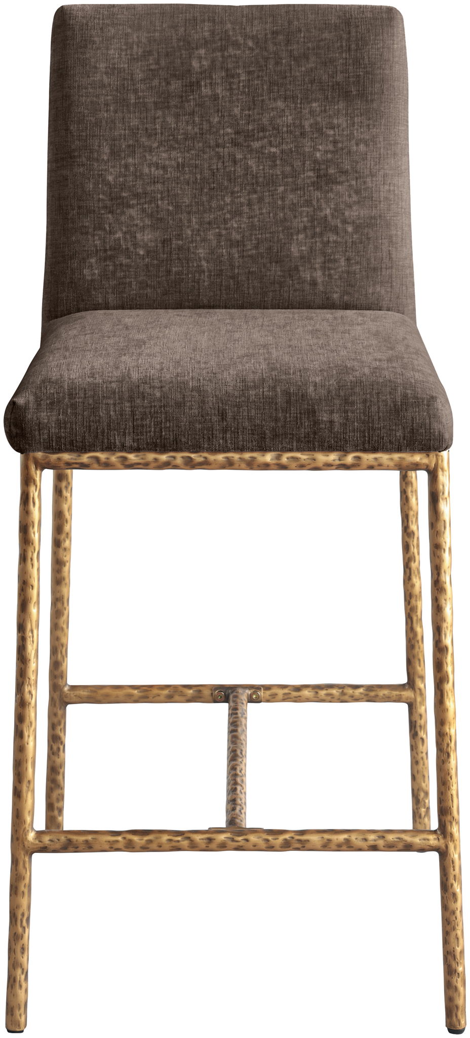 Reeves - Chenille Fabric Upholstered Counter Stool (Set of 2) - Gold Base
