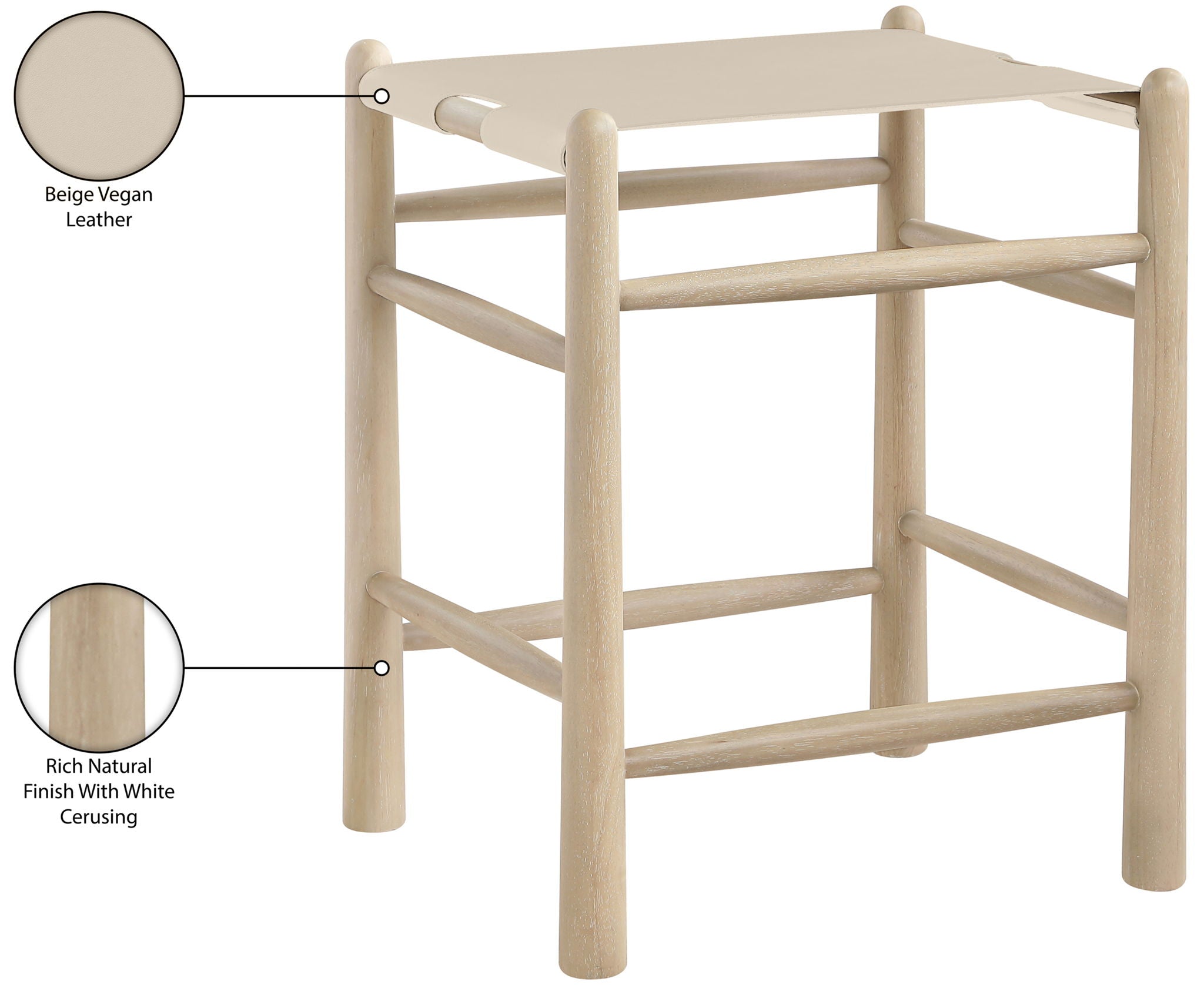 Santos - Backless Counter Stool With Stained Natural Base