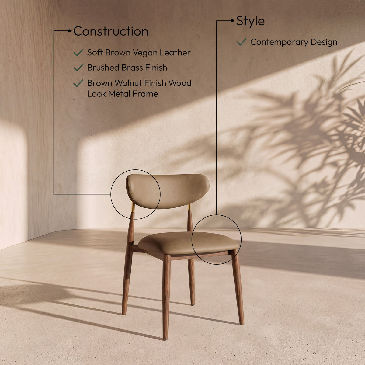 Ronda - Vegan Leather Upholstered Dining Side Chair - Walnut Legs