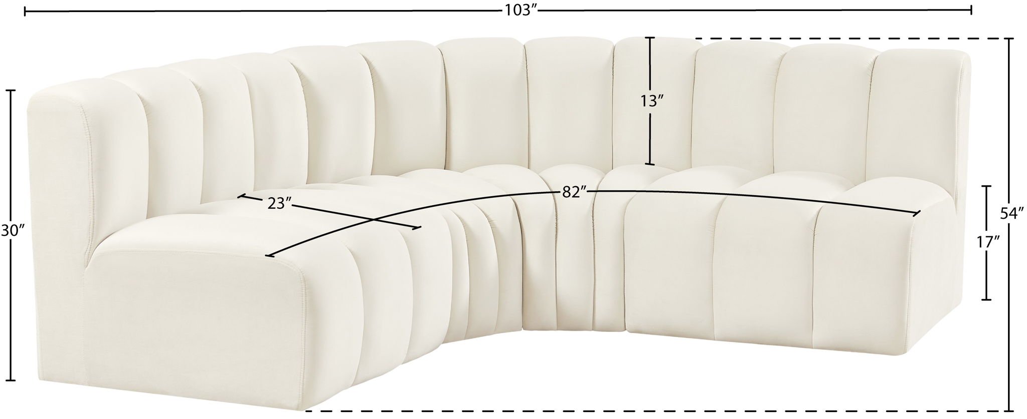 Arc - Velvet 4 Piece Corner Modular Sofa