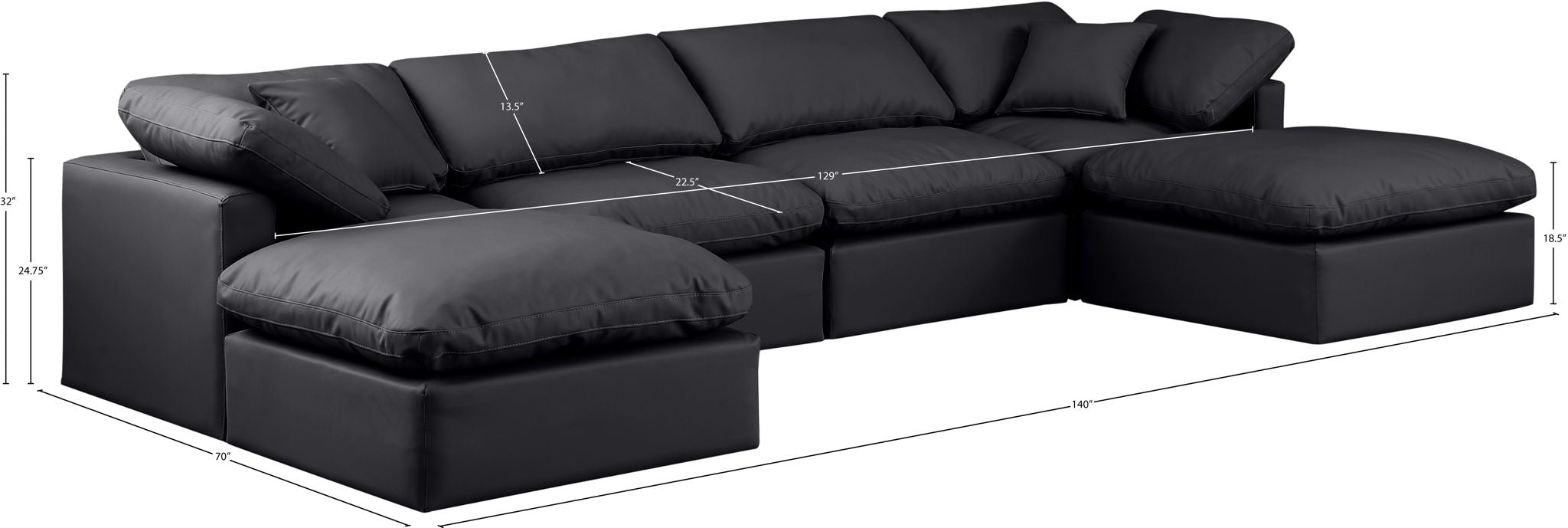 Indulge - Faux Leather 6 Piece Modular Double Chaise Sectional