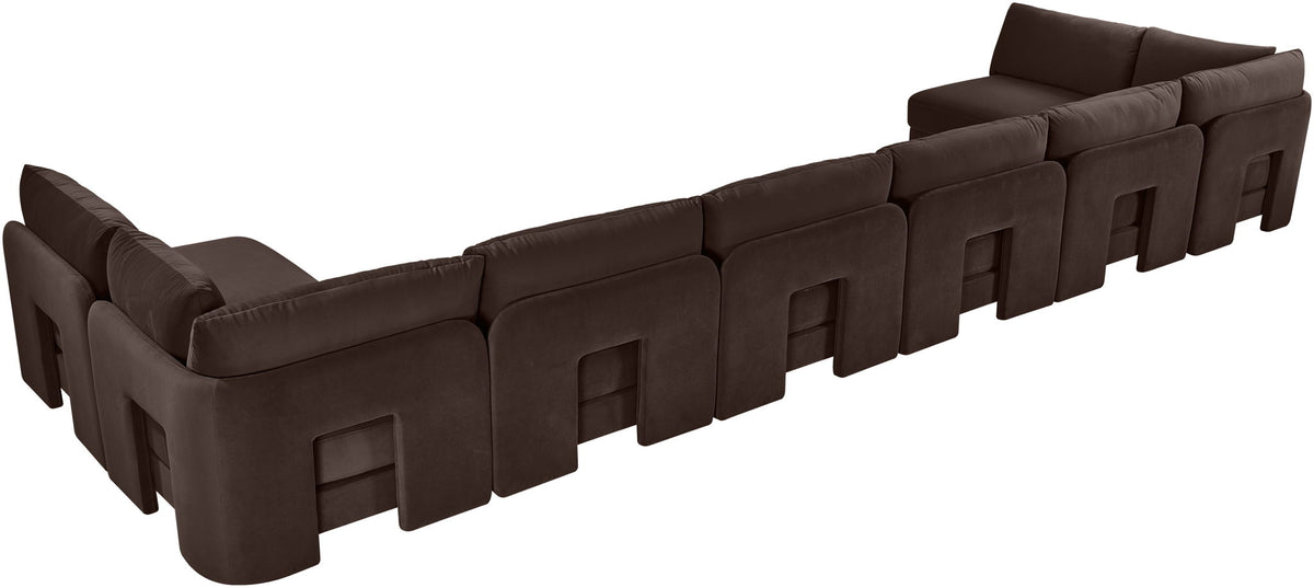 Hammond - Velvet Performance Fabric Upholstered 8 Piece U-Shaped Armless Sectional - Beige